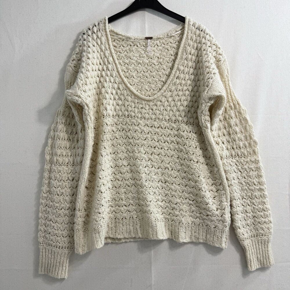 FREE PEOPLE CRASHING WAVES KNIT CHUNKY PULLOVER SWEATER SIZE M MEDIUM $128